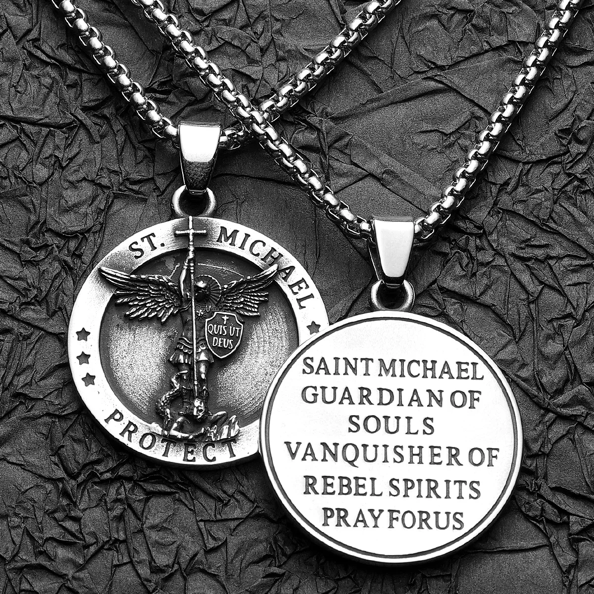 St.Michael Arch Angel Stainless Steel Men Necklaces Pendant Chain Powerful Amulet Cool Vintage For Women Jewelry Gifts Wholesale