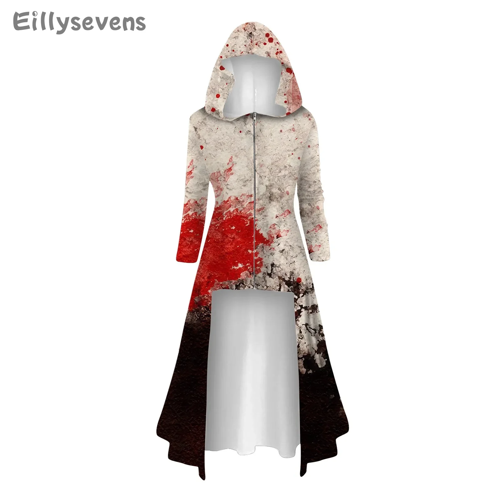 Fashion Women's Tops Halloween Long Sleeve Long Hooded Vintage Zipper Cape Loose Dresses Prank themed party cosplay costumes