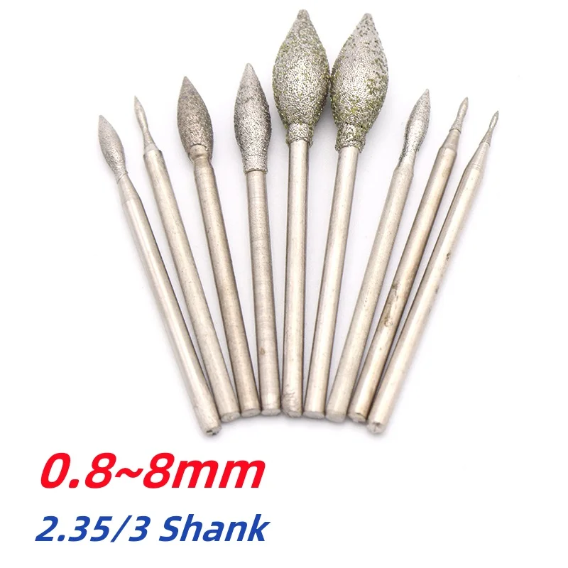 2.35/3mm Shank Burrs Grinding Bits For Metal Stone Jade Engraving Carving Tools