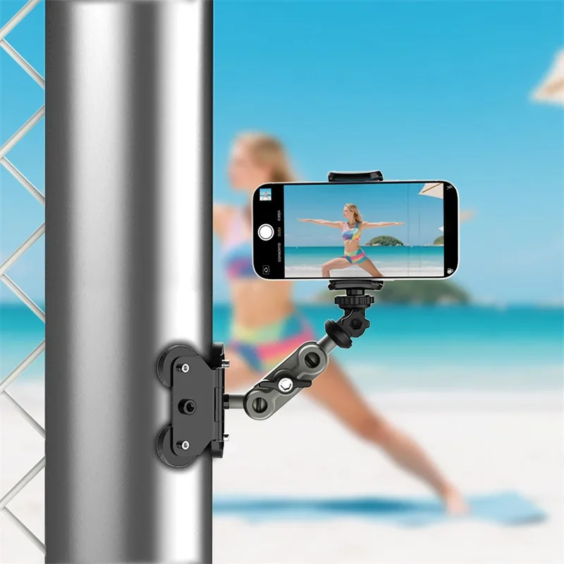 Smartphone Fence Mount Bracket For Live Streaming Adjustable Angle Action Camera Holder For Sports Record Baseball Softball