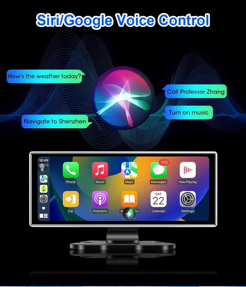 Srnubi 11,26" Dash Cam Rück Carplay Android Auto 4K DVR Navigation Player Dual Lens Recorder Dashboard WIFI BT AUX GPS FM – Detail 15