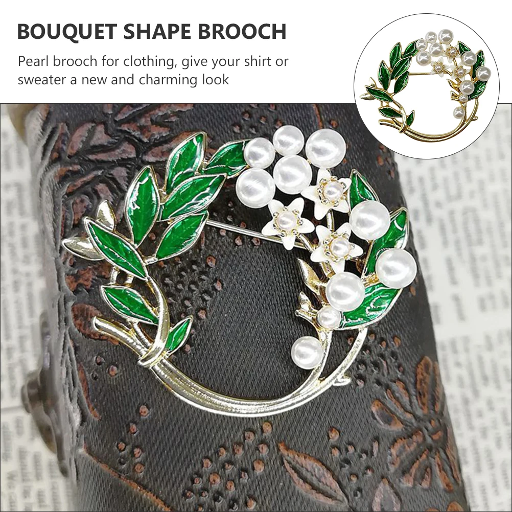 

2pcs Flower Brooch Pearl Corsage Bouquet Shape Clothes Pin Wreath Brooch Accessory Formal Casual Wear Decor