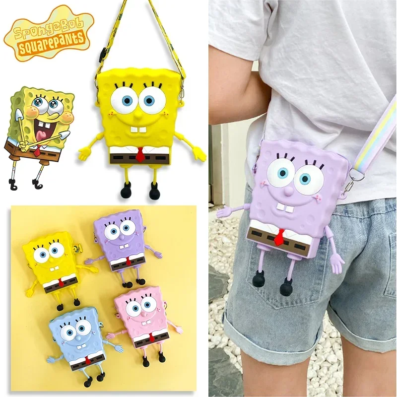 Bob Esponja Mensageiro Mini Bolsa Crianças À Prova D 'Água Silicone Dos Desenhos Animados Anime Viagem Moeda Crossbody Bonito Meninas Pequeno Armazenamento Bolsas de Ombro