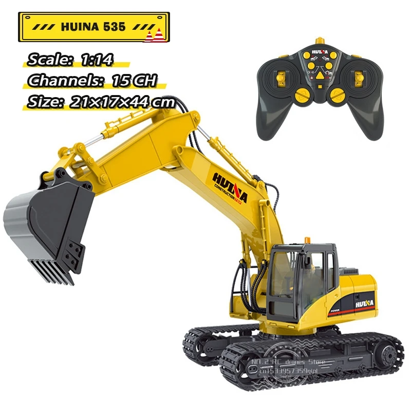 Huina1535 Remote Control Excavator 1/14 Engineering Vehicle 2.4Ghz RC Car 15 Channel Truck Car Model Kids Boys Toys Kids Gift
