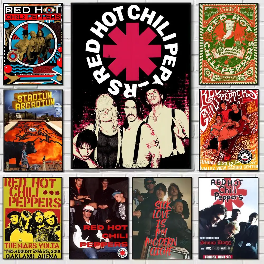 Pop R-Red Hot c-Chili Peppers Poster Modern Waterproof HD Wall Art Decal Self-Adhesive Aesthetic Decor For Home Living Room
