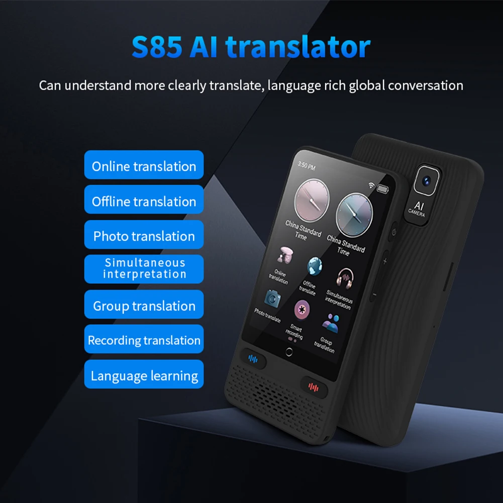 S85 Language Translator Device 3.54 inch 138 Languages Voice Video Recording Translating Offline ChatGPT Translation 8GB 1500mAh