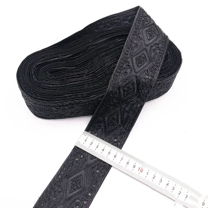 1 Yards Black Fabric Ribbon Lace Trims Clothing Decorative Embroidered