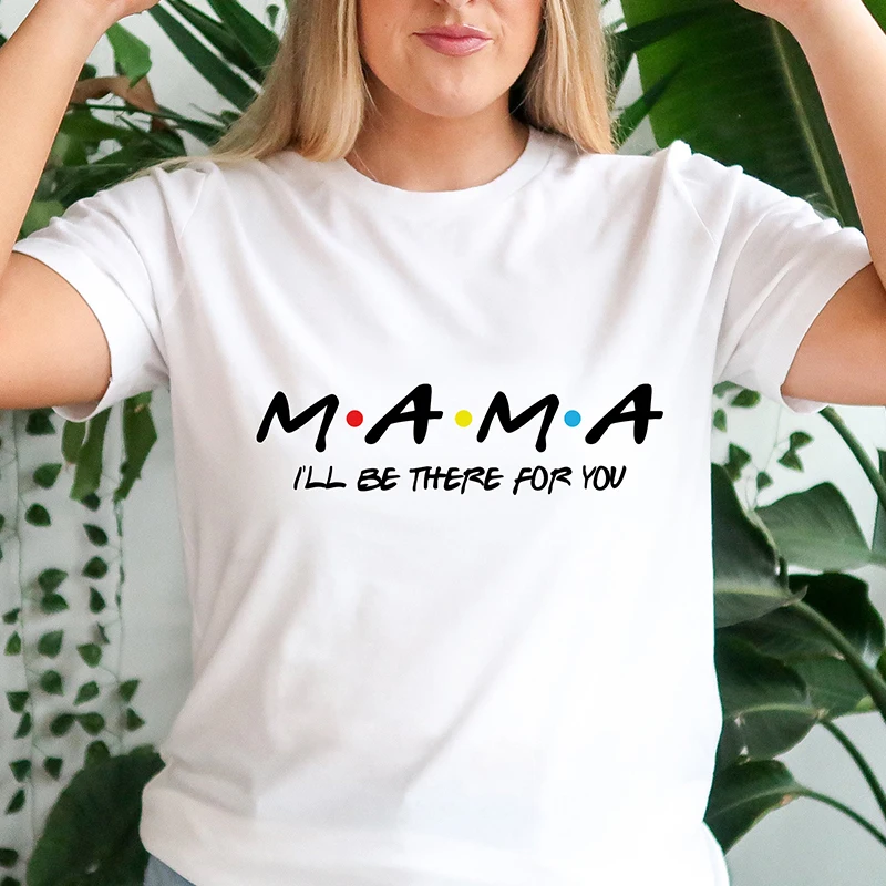 Koszulka damska z czystej bawełny na Dzień Matki, luźny krój, kreatywny nadruk, okrągły dekolt, letni top.