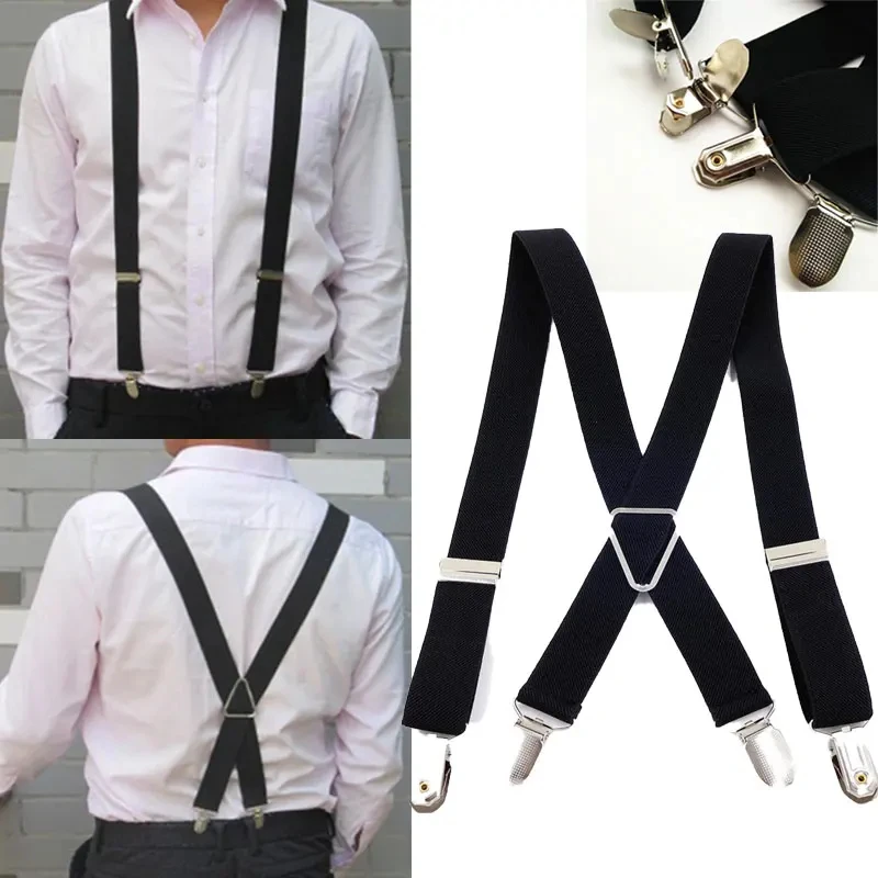 

4 Clips 2.5CM Wide Men Suspenders Women Elastic Adjustable Adult Braces Suspender Kids Children Boys Girls Wedding Accessories