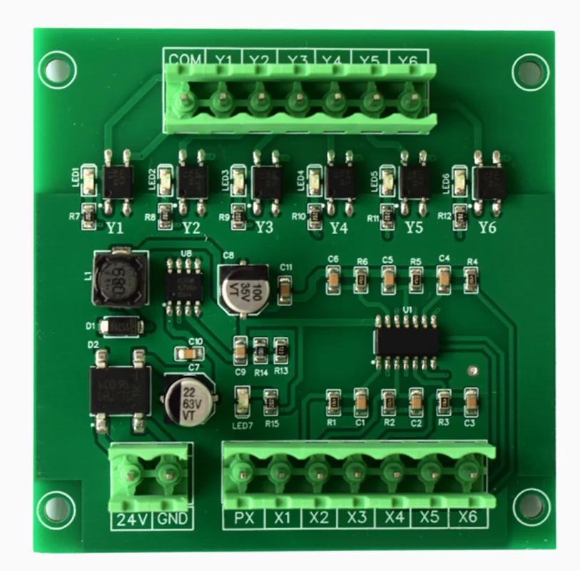 6-way electrode type water level signal detection circuit optocoupler isolation 24V voltage PLC matching water tank water level