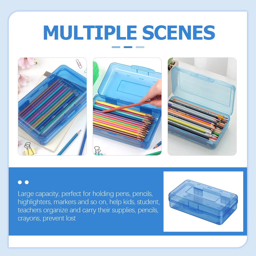 Plastic Pencil Case Large Capacity Pen Organizer Portable Pencil Storage Box for Kids Students School Stationery