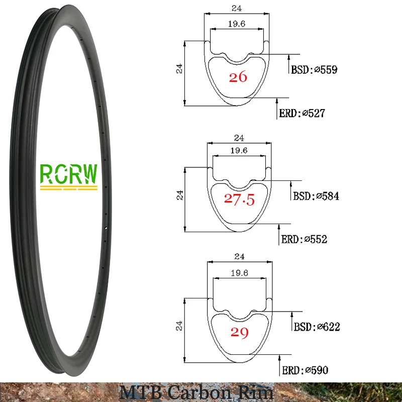 26er/27.5er/29er SL MTB 24mm Wide Carbon Rim 24mm Deep Super Light 230g/240g/250g Tubeless UD XC 24 28 32 Hole Wheel