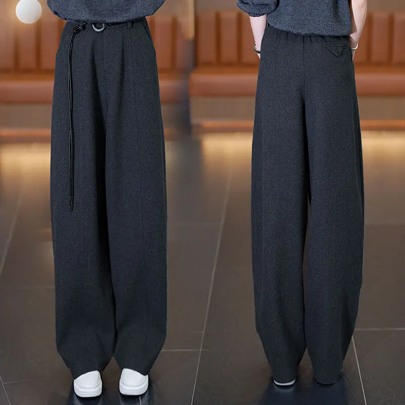 

Elegant Commuter Woolen Wide-Leg Pants for Women, New Autumn and Winter Fashion, High Fashion, Elegant Waist, Slimming Casual Pa