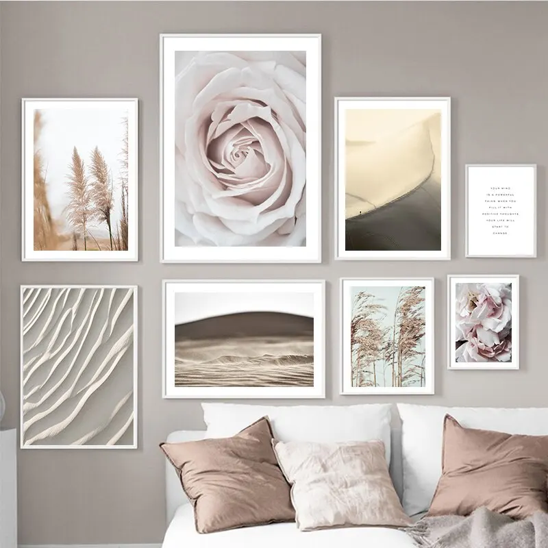 Affiche murale de paysage naturel scandinave, graines de fleurs du désert, Art Mural pour Couples, style Boho, images murales nordiques, décor parfait pour
