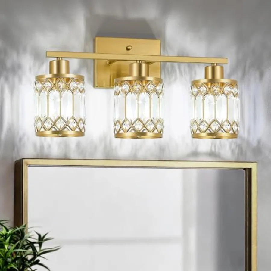 

Crystal Modern Bathroom Light Fixtures, Bathroom Vanity Wall Light, Vanity Lights for Mirror, Restroom, Bedroom E26 Socket, Bul