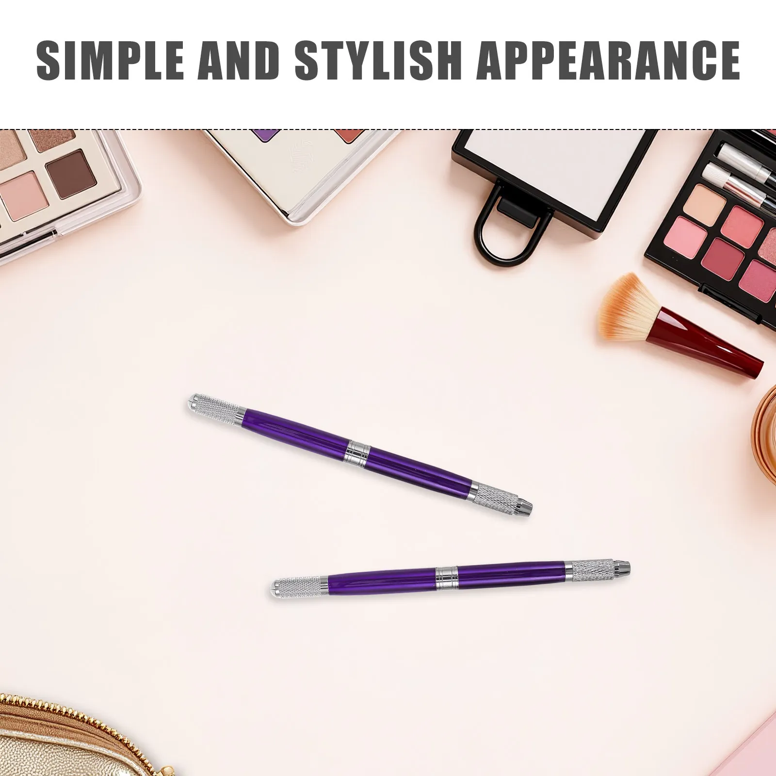 2Pcs Precision Embroidery Pens Purple Manual Tattoo Eyebrow Brow Microblading Pens for Handheld Embroidery Tool