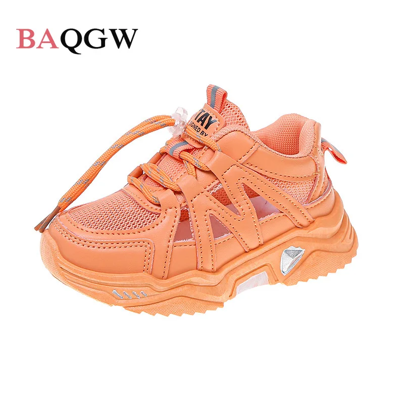 Hollow Breathable Kids Running Sneakers for Girls Non-slip Children\'s Fashion All-match Lace-up School Boys Sport Shoes Mesh