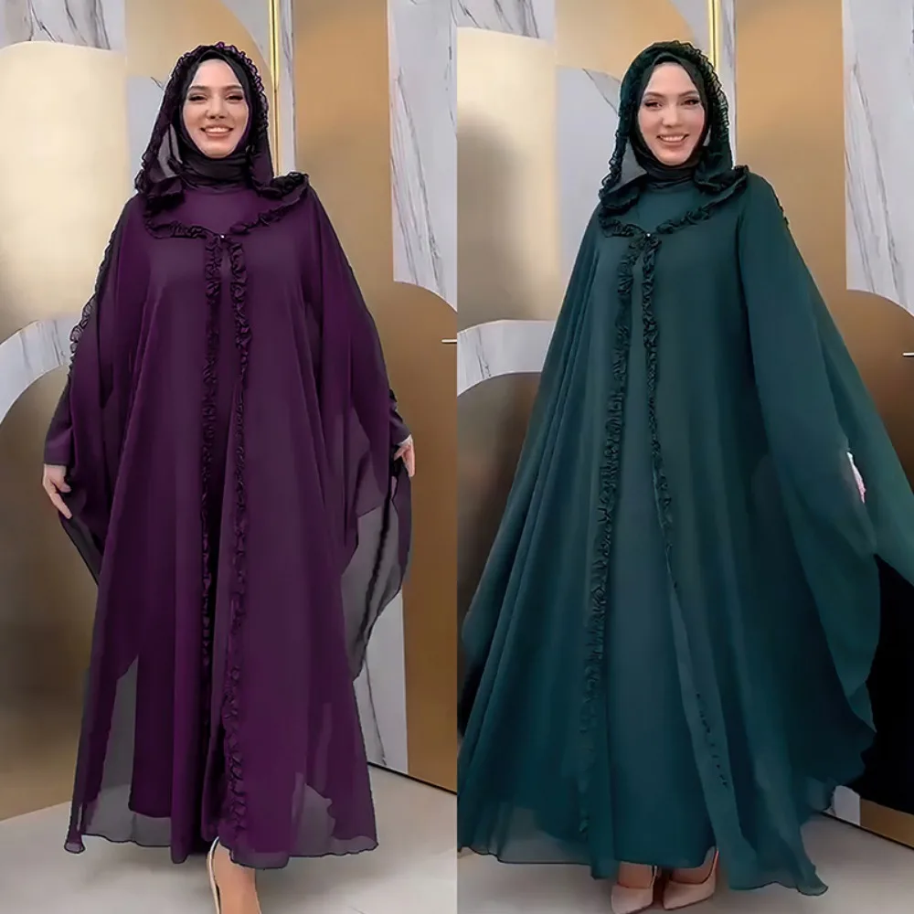 Открытый Abaya Дубай 2024 кафтан мусульманский кардиган Abayas платья для женщин Повседневное кимоно халат женский кафтан Турецкая мусульманская