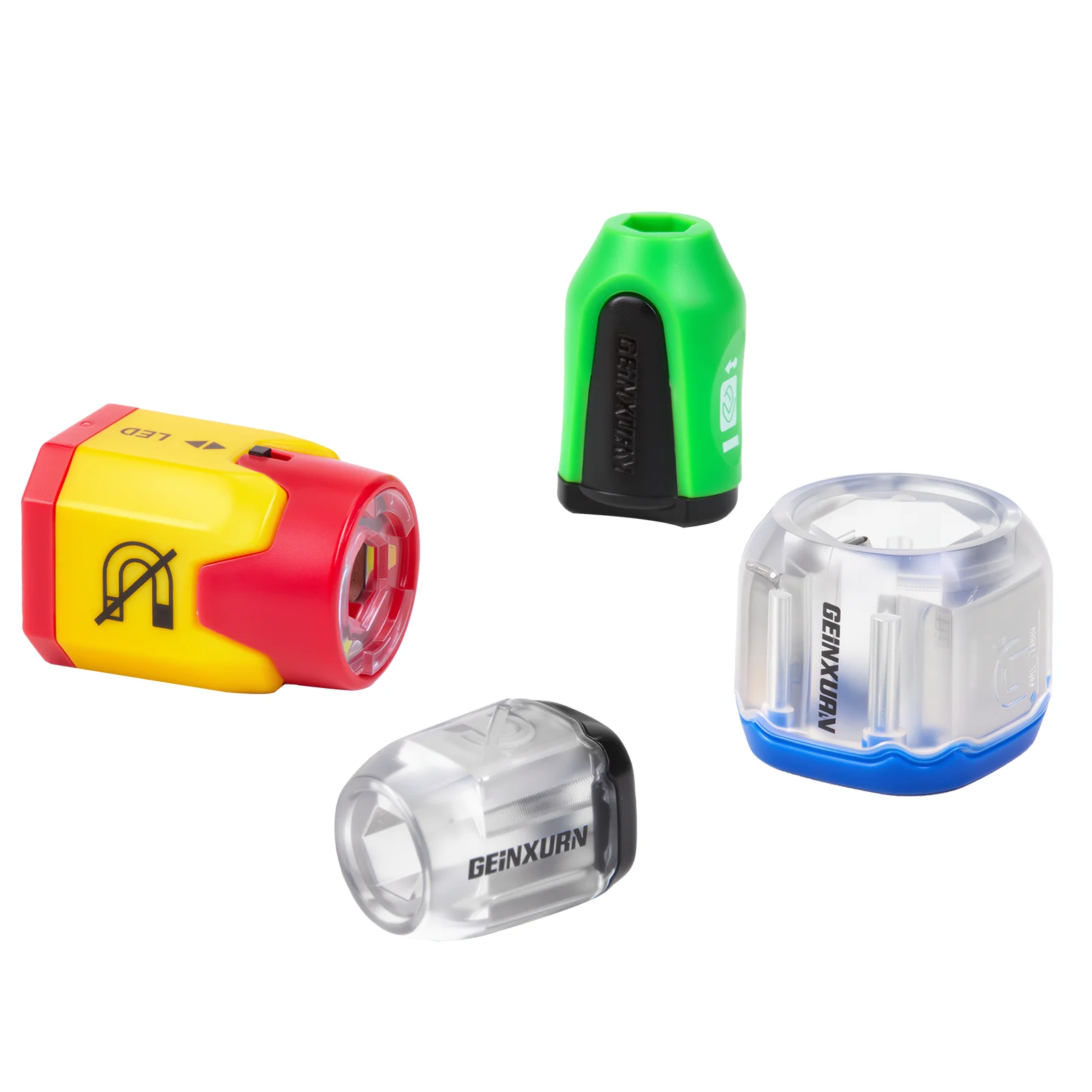 Geinxurn 4-teiliger Schraubendreher-Bit-Magnetisierungsring, ABS-Kunststoff-Bitmagnetisierer/Entmagnetisierer für 1/4-Zoll-Schaft-Bits, starker Magnetismus