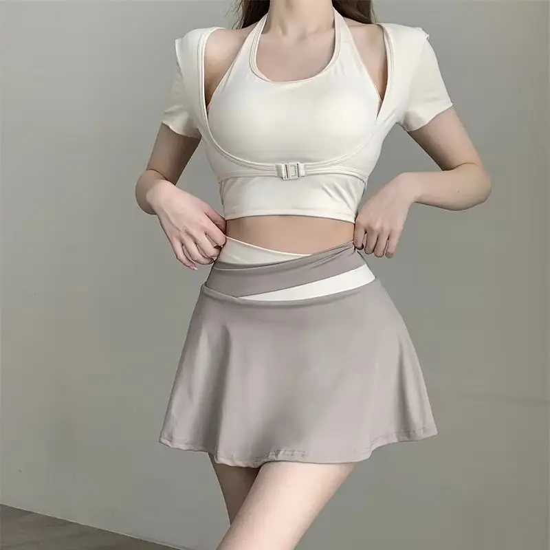 T-Shirt New Honey Peach Neck Top mit Brustkissen, kurze Passform, schnell trocknend, Yoga, Fitness, Sport, kurzärmeliges T-Shirt