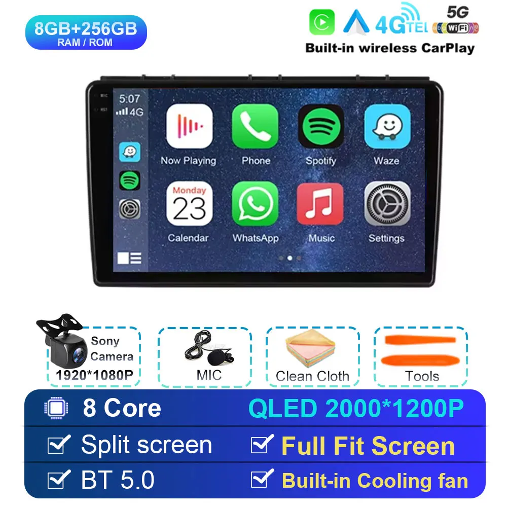 9 inch autoradio Android 15 draadloze Carplay voor Saab 3 2007-2011 multimediaspeler video stereo GPS navigatiescherm 4G WIFI