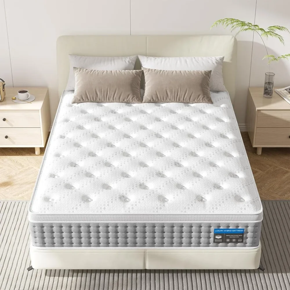 

Queen Mattress, 14 Inch Hybrid Queen Size Mattress in a Box, Pressure Relief Gel Memory Foam & Pocket Springs