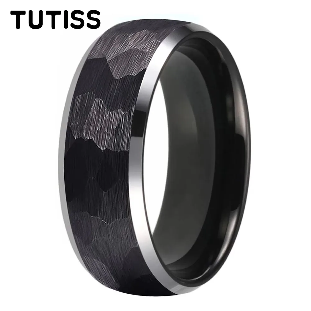 TUTISS New Tungsten Ring 4/6/8mm Dome Hammer Tungsten Ring With Beveled Edge Treatment Comfortable Fit