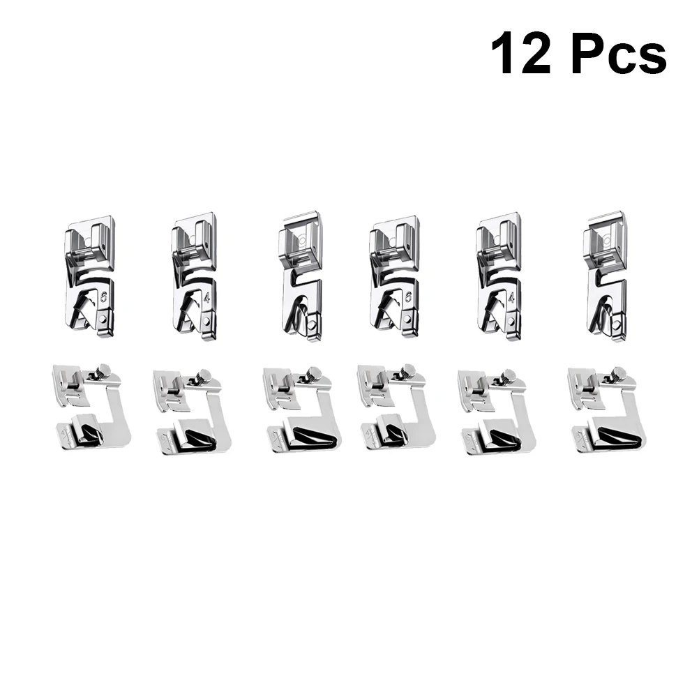 

12 pcs 2 Sets Sewing Machine Presser Foot Set Rolled Crimping Feet 4/8 6/8 8/8 3Mm 4Mm 6Mm Easy Install Durable Hemming Foot For
