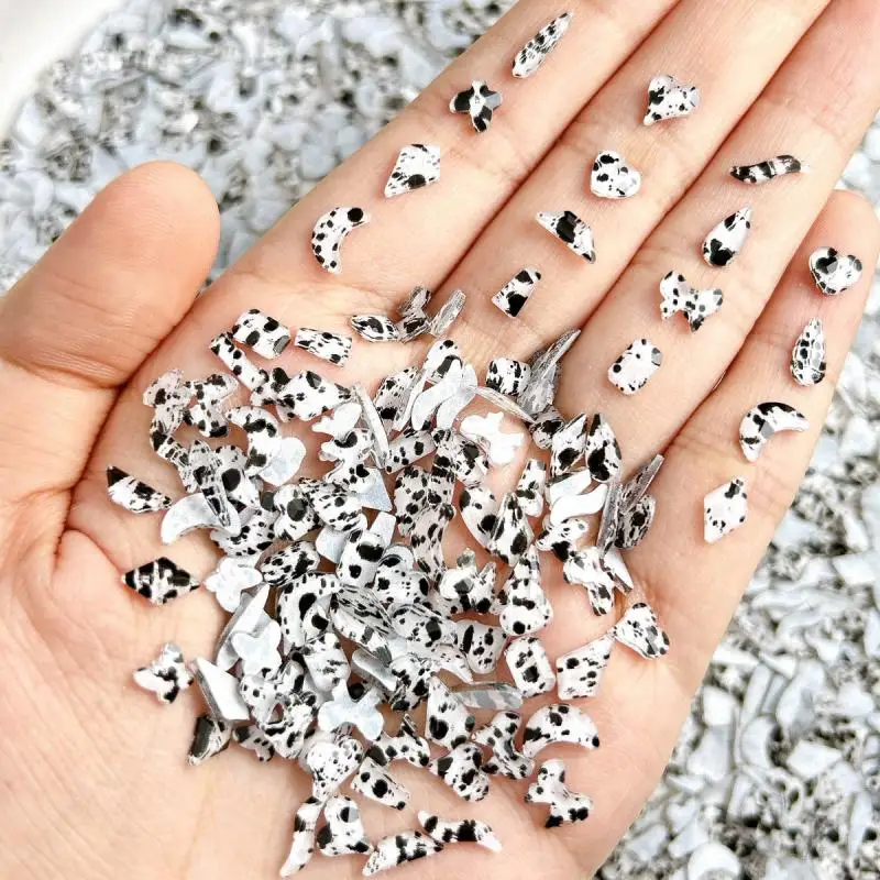 50PCS Irregular Leopard Print Rhinestones Nail Charms Multi Shaped Water Droplet Flatback Nail Art DecorationsDIY Nails Designs