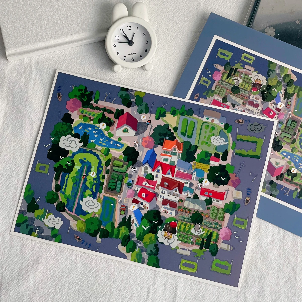 WAKAWAKA 3D Miniature Scene Stickers Green Town Graffiti Style 2.5D Landscaping Visual Stacking DIY Scrapbook Landscape Decorati