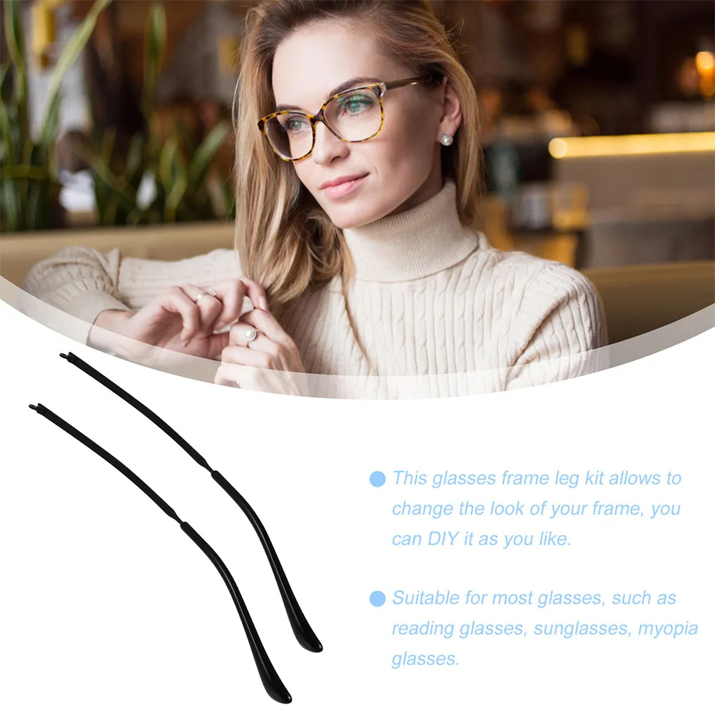 2Pairs Metal Eyeglass Replacement Temples Arms Universal Design for Reading Glasses Sunglasses Myopia Frames Non-Pinch Comfort