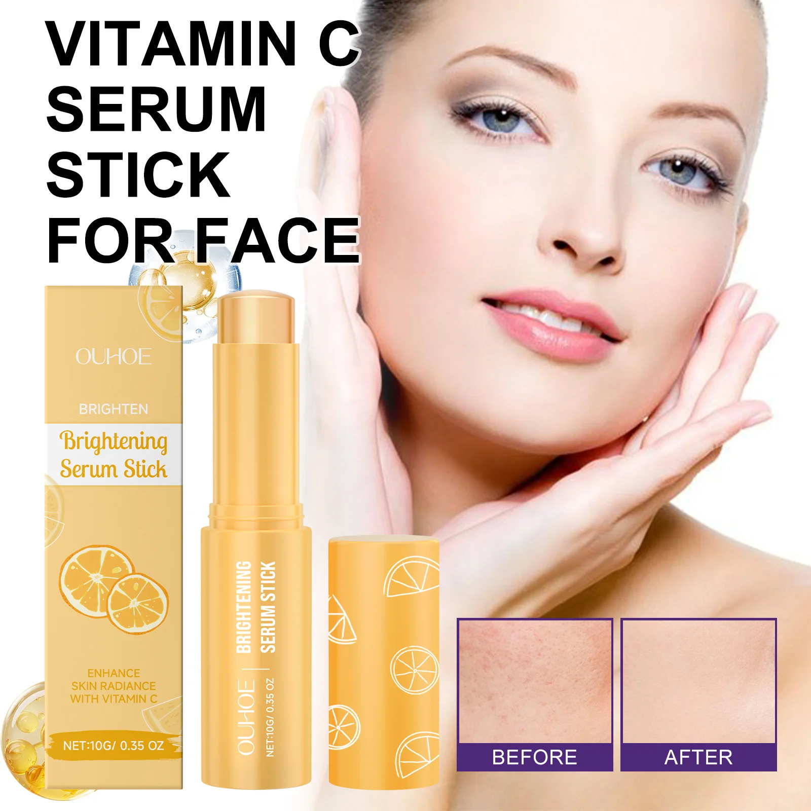 Vitamina c iluminando essência vara rosto hidratante brilho impulsionando barra hidratante portátil iluminando soro para pele maçante 10g