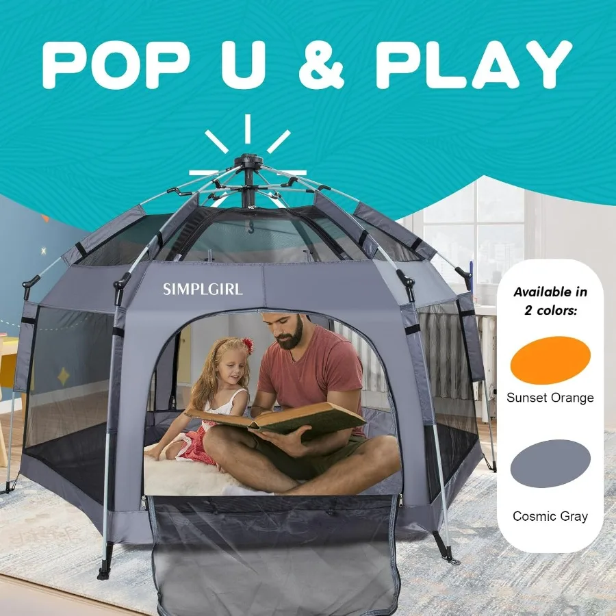 Box per bambini premium per interni ed esterni, confezione pop-up leggera e portatile, cortile da gioco per bambini con baldacchino e borsa da viaggio Gre