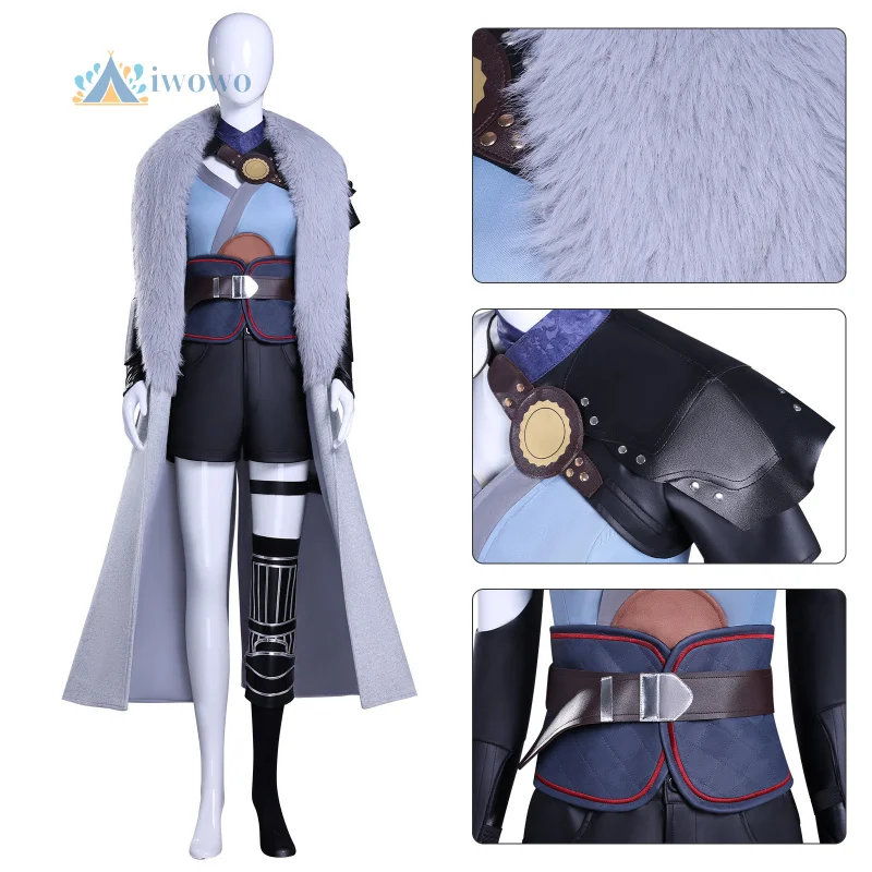 

Game Incarnation Cosplay Bai Yuekui Costume Ling Cage 2 Fur Collar Cloak Coat Shorts Uniform Woman Carnival Christmas Suitx