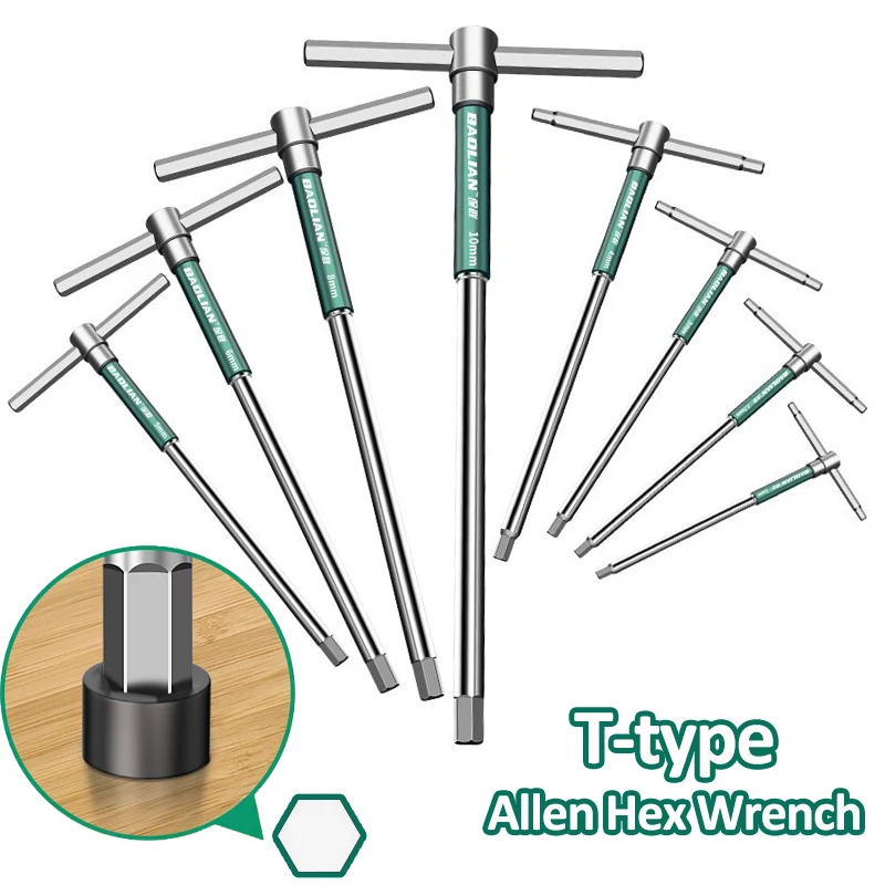 T Type Allen Hex Wrench T/L 2/2.5/3/3.5/4/4.5/5/6/8/10mm Torx Screwdriver Spanner T-shaped Hand Tool Extended Allen Hex Wrench