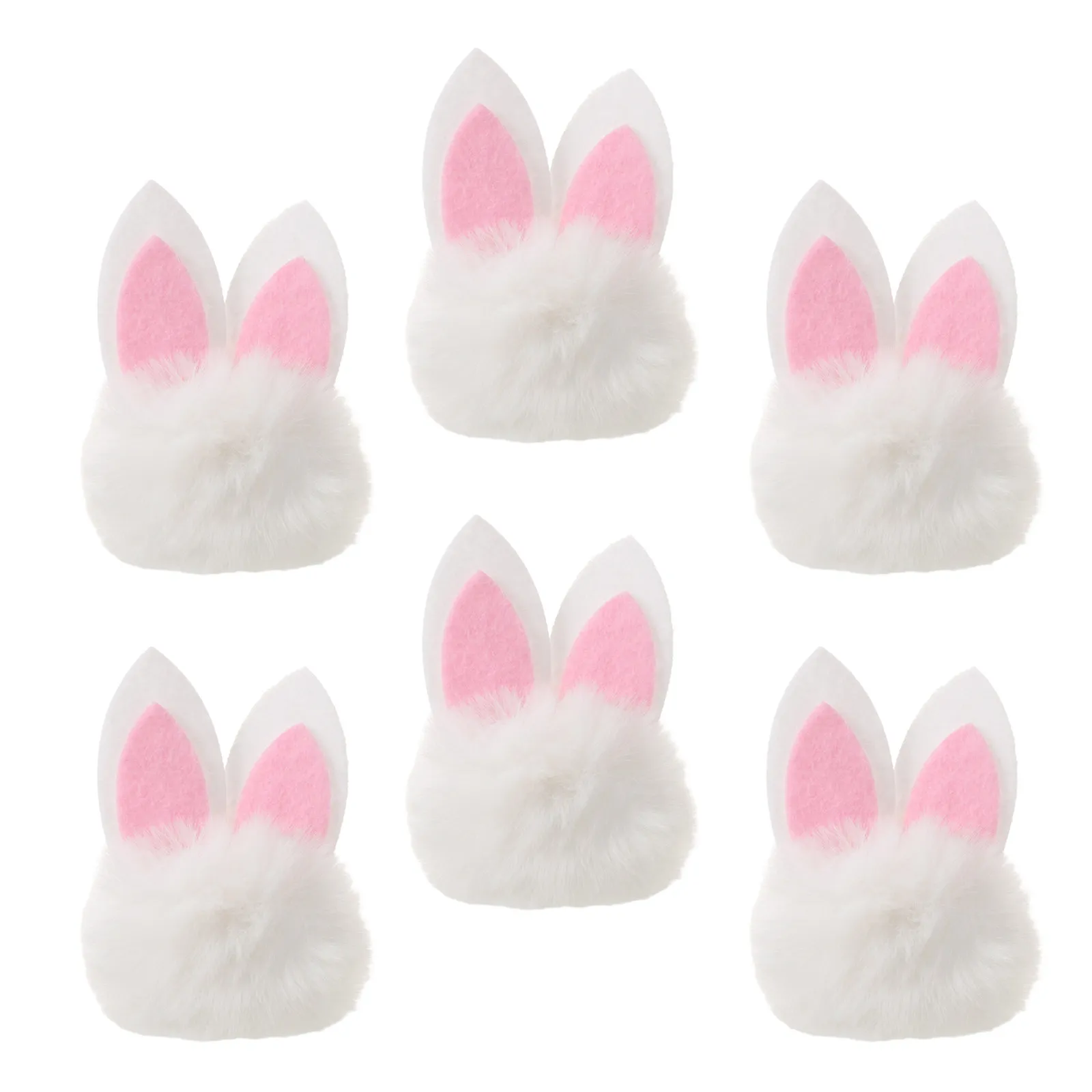 6Pcs Mini Rabbit Ears Headband Accessory for Hair Clip Making Soft Pom Ball Easter Garland Decoration DIY Spring Festival Party