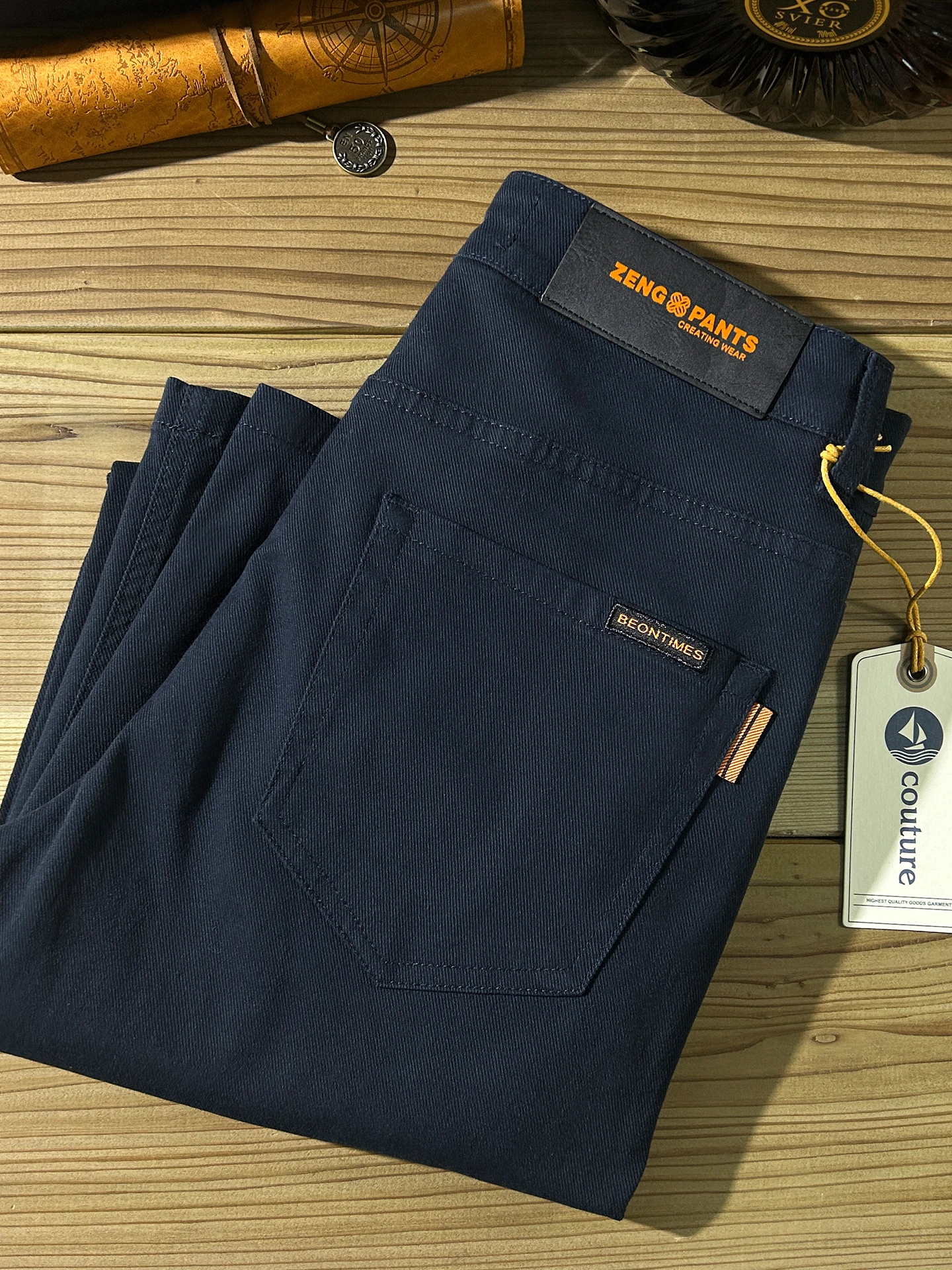 

Мужские повседневные брюки прямого кроя премиум-класса, весна-лето, универсальные, приталенные, деловые, длинные, синие, свободные, удобные, модные, городские S...