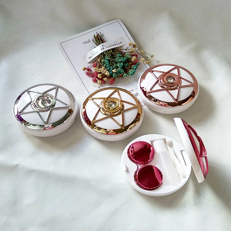 Marble Pattern Contact Lens Box Round High-end Color Contact Lens Care Water Box Color Contact Len Double Box Storage Mirror Box