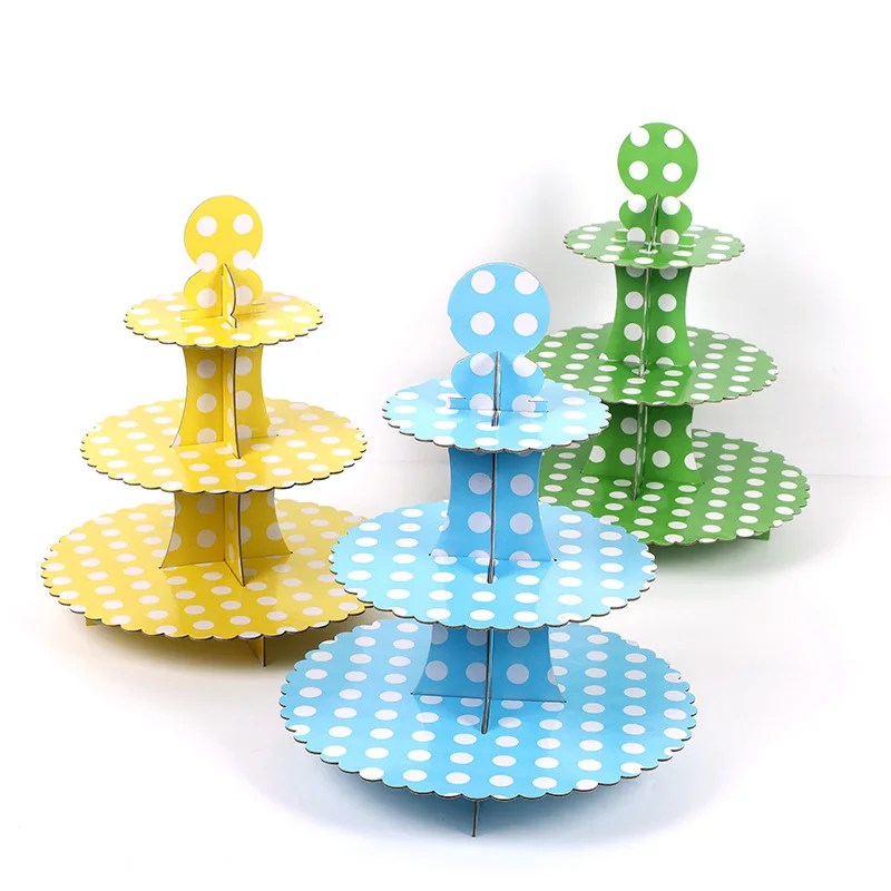 

3-Layer Christmas Cake Stand Cute Round Wedding Dessert DIY Paper Craft Stand Dessert Display Rack Party Supplies