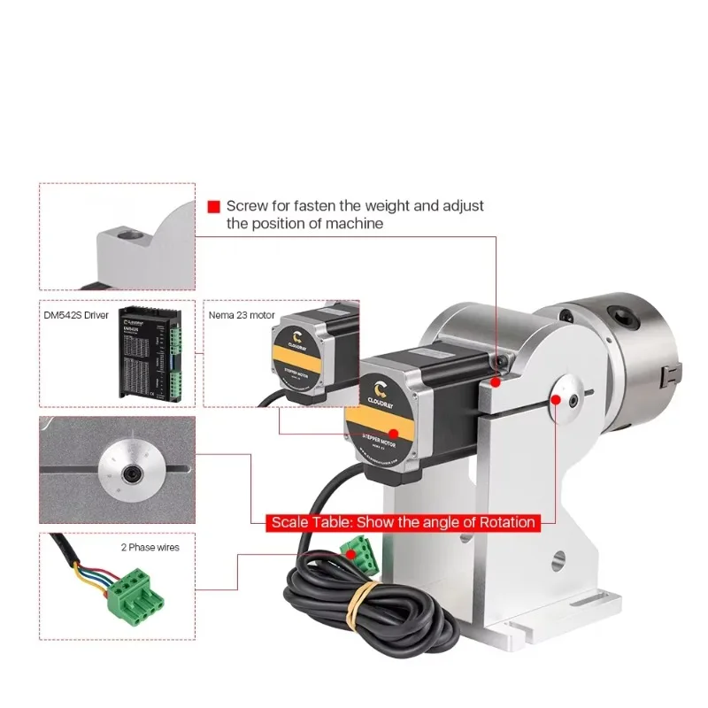 Parti dell'attrezzatura Pezzi di ricambio della macchina per marcatura Il più recente mandrino rotante con sorgente in fibra JPT