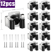 Stainless steel Mop clip Holder Wall Mounted Mop Brush Broom Hanger Fixed Rack Kitchen Bathroom Organizer Shelf Hook Accessories