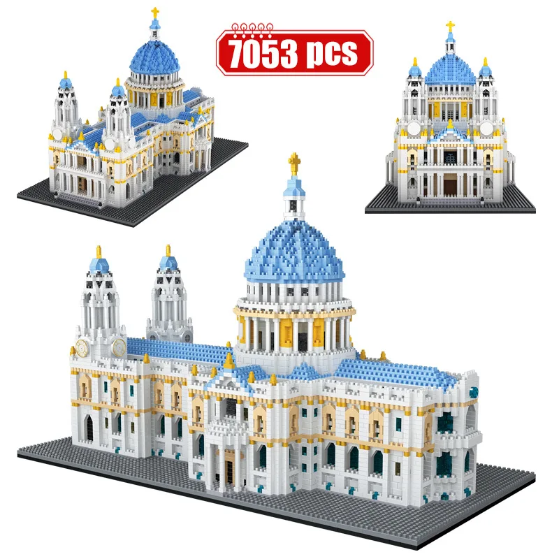 

Britain London Famous Architecture Bricks St Pauls Cathedral Micro Diamond Building Block Model Toys Nanobricks Collection