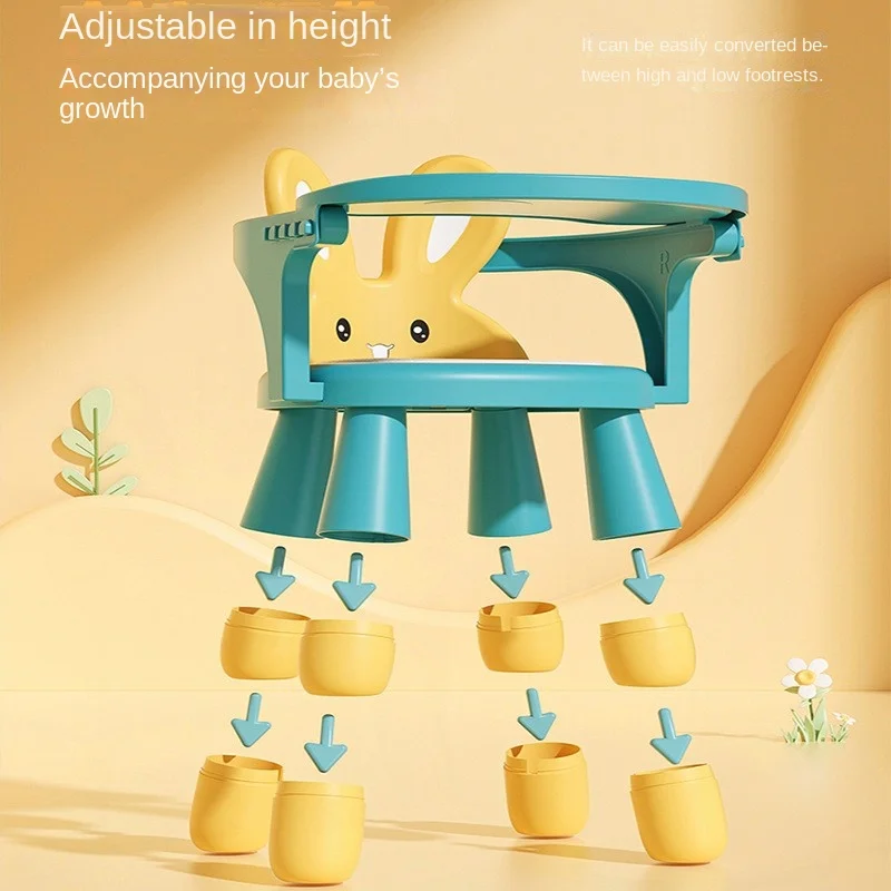 LazyChild Baby Stool With Backrest Household Plastic Cute Cartoon Low Dining Chair For Kids