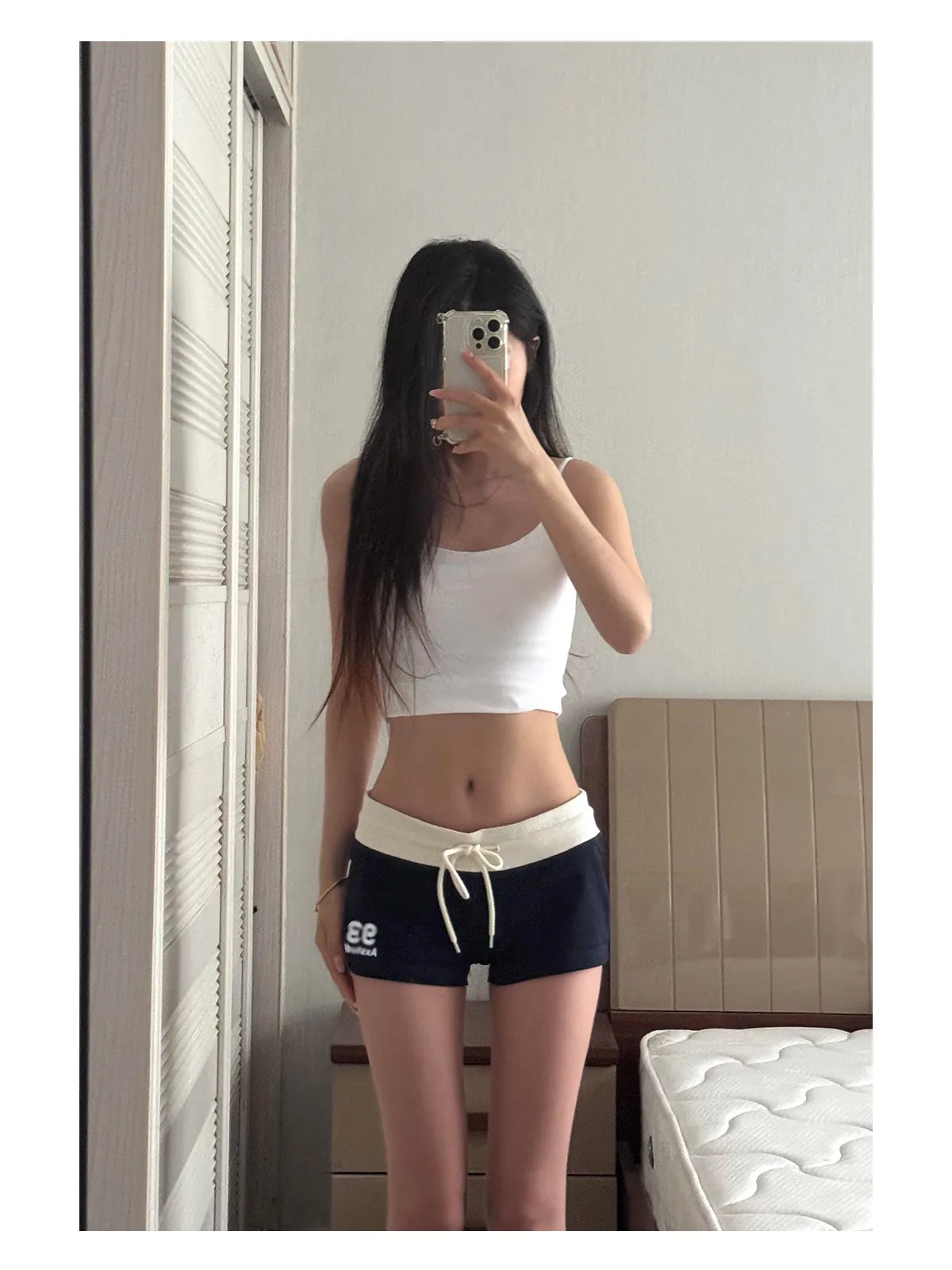 Low Waist Sporty Short Pants American Color Block Comfortable Summer Fitness Casual Versatile Women's Fashion Commute Style