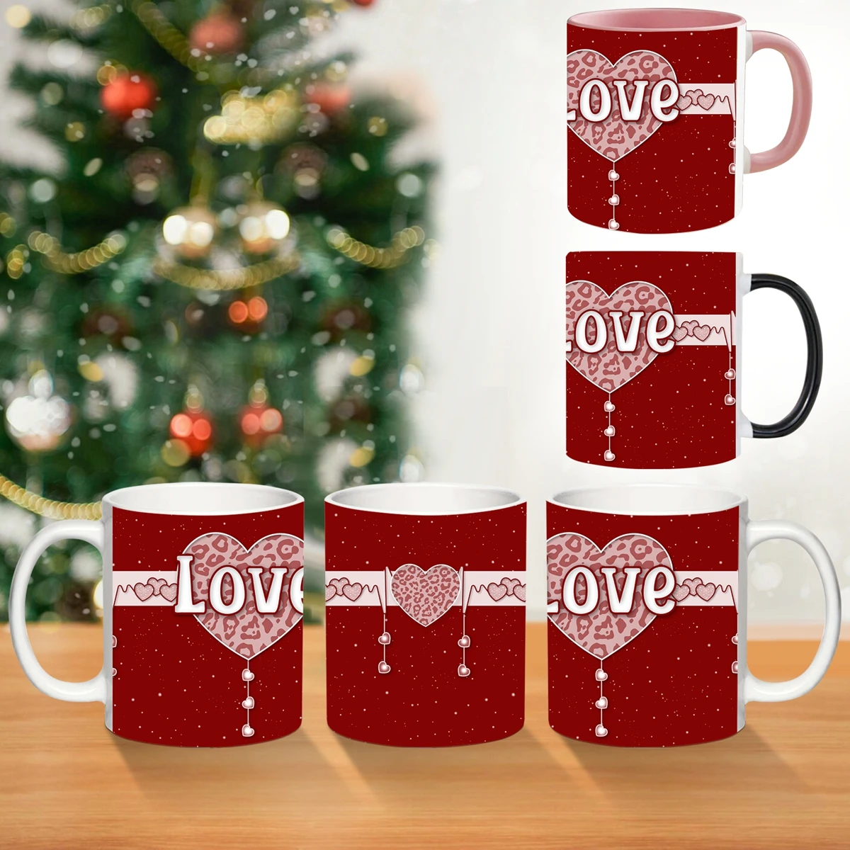 

1pc Colorful Pattern 3d Printed 11oz Ceramic Mug Hot Cocoa Mug Tea Milk Coffee Cup Valentine's Day Anniversary Gifts