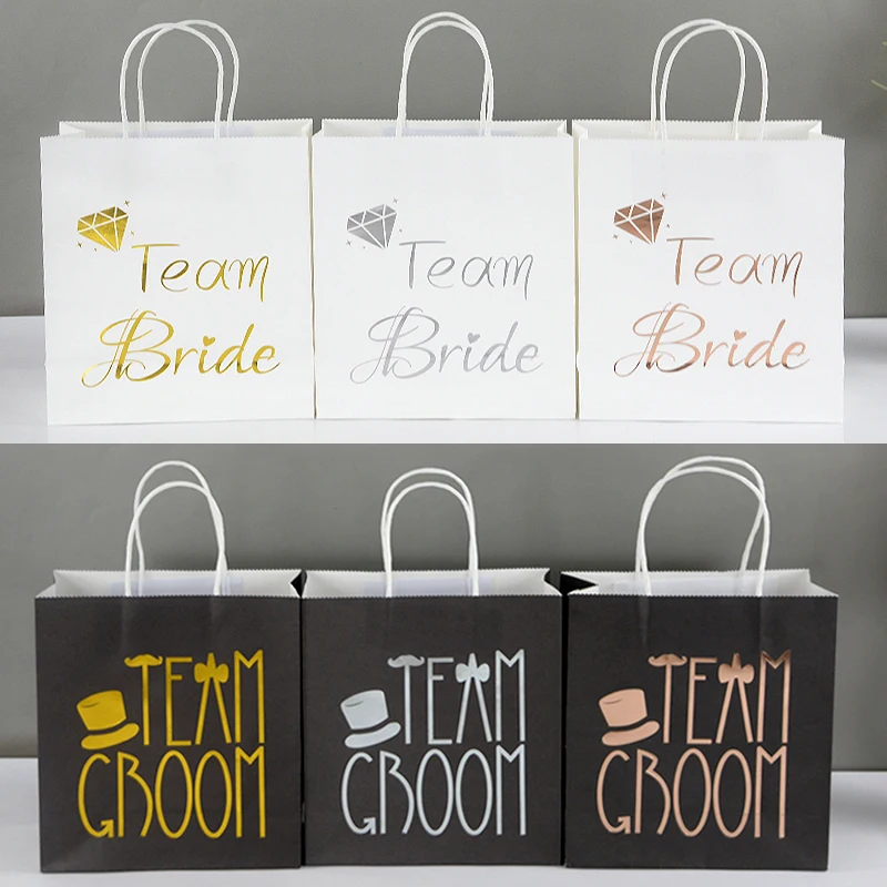 1-5PCS Team Bride Groom Gift Bag Wedding Decoration Bridesmaid Candy Cookie Baking Packaging Bag Bachelorette Hen Party Supplies