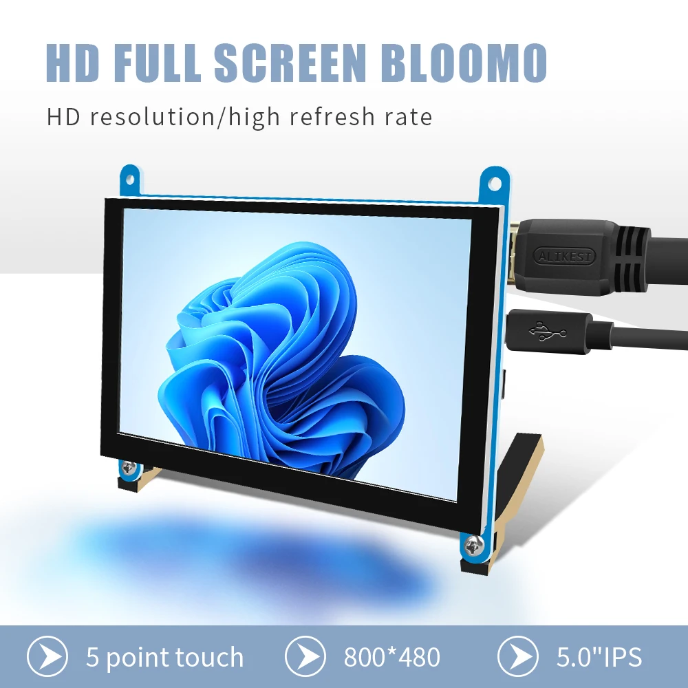 laptop 5 Inch Mini TFT Monitor 800x480 High Pixel LCD Screen Display for PC Raspberry Pi Laptop PS4 Xbox switch HDMI-Compatible