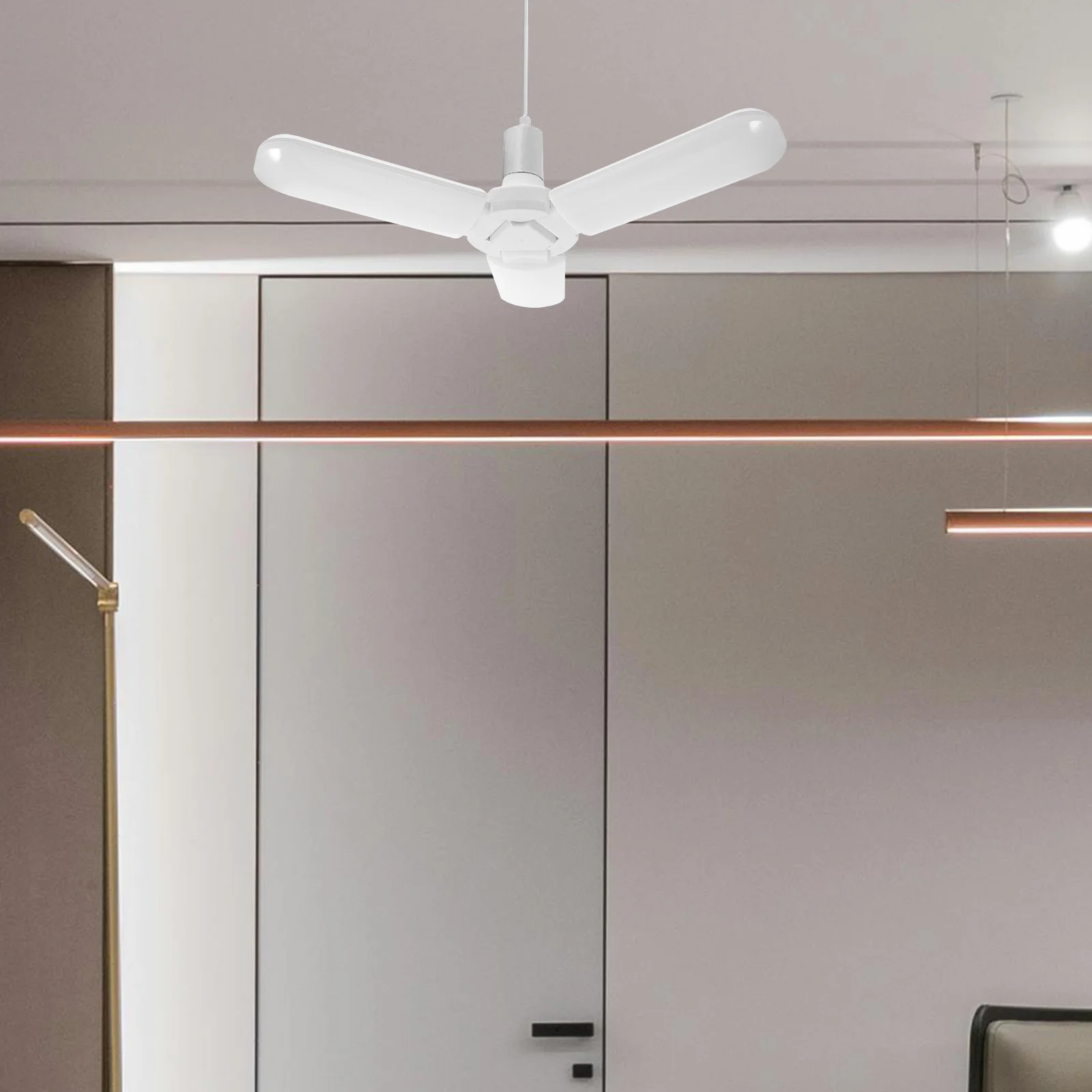 E27 Tri-Fold LED Garage Light Adjustable Garage Light Fixture with Three Panel for Garage Ceiling Workshop and Garage Lighting L