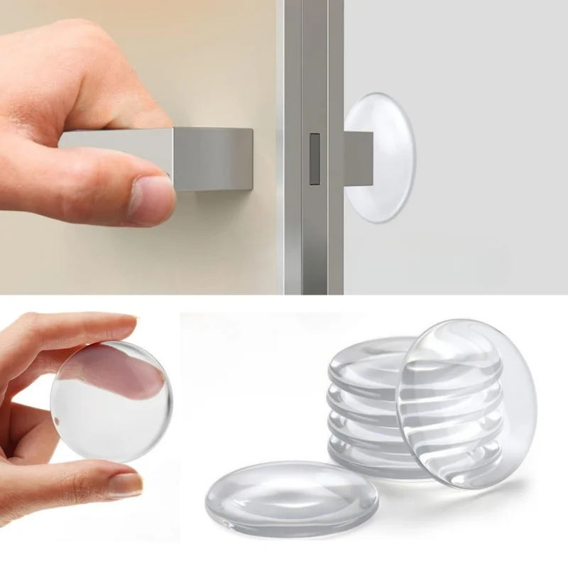 Door Knob Wall Shield Clear Soft Rubber Door Stopper Door Handle Bumper Mute Stickers Wall Protector Muffler Pad Protective Plug