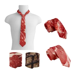 Cravatta Unisex stile carne design moda cibo caldo stampa cravatta da uomo divertente festa di nozze accessori per camicie di Halloween